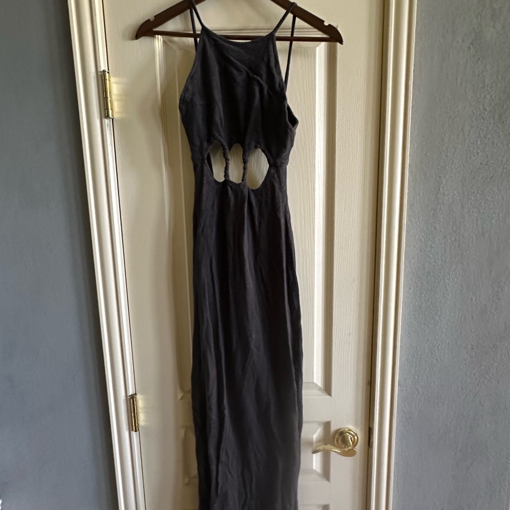 Free People Charcoal Gray Backless Maxi Dress XS